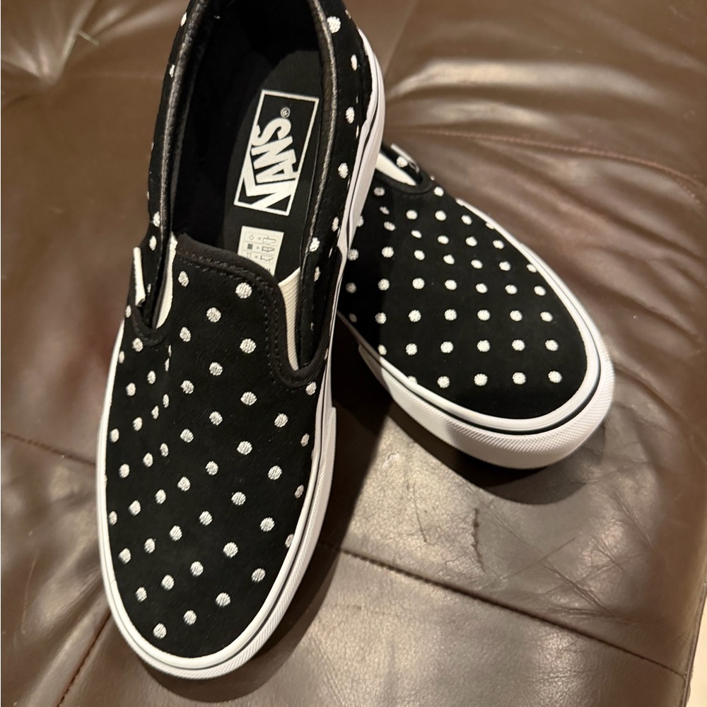 Vans Black and White Dot Slip-Ons